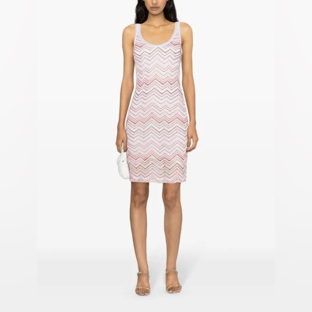 New Missoni Knit Chevron Sequin Mini Dress Tank 2025 Womens Small 40 - Picture 9 of 17